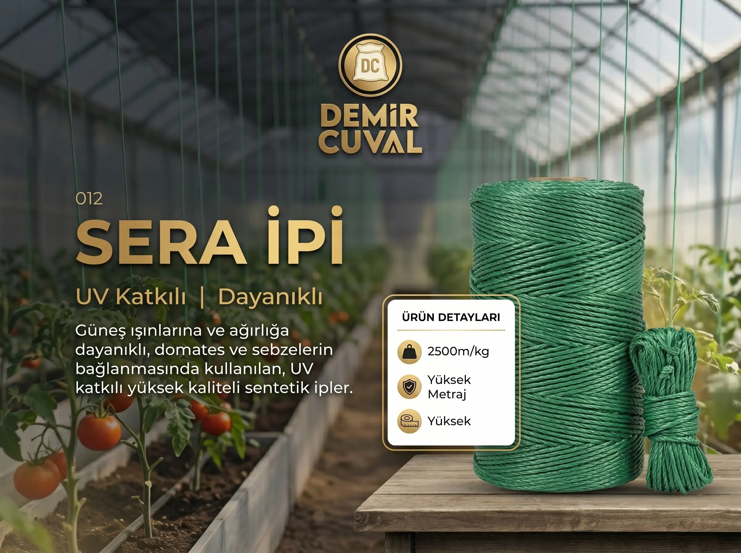 Sebze bağlama için UV katkılı sera ipi modelleri
